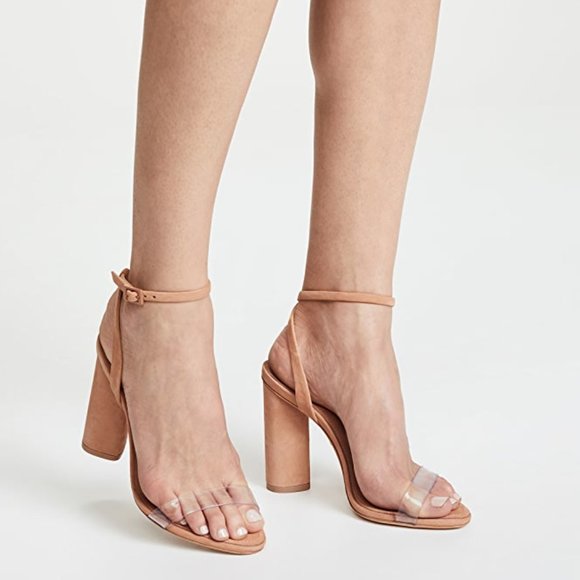 SCHUTZ Shoes - SCHUTZ Women's Geisy PVC Block Heel Sandals, Tan 9
